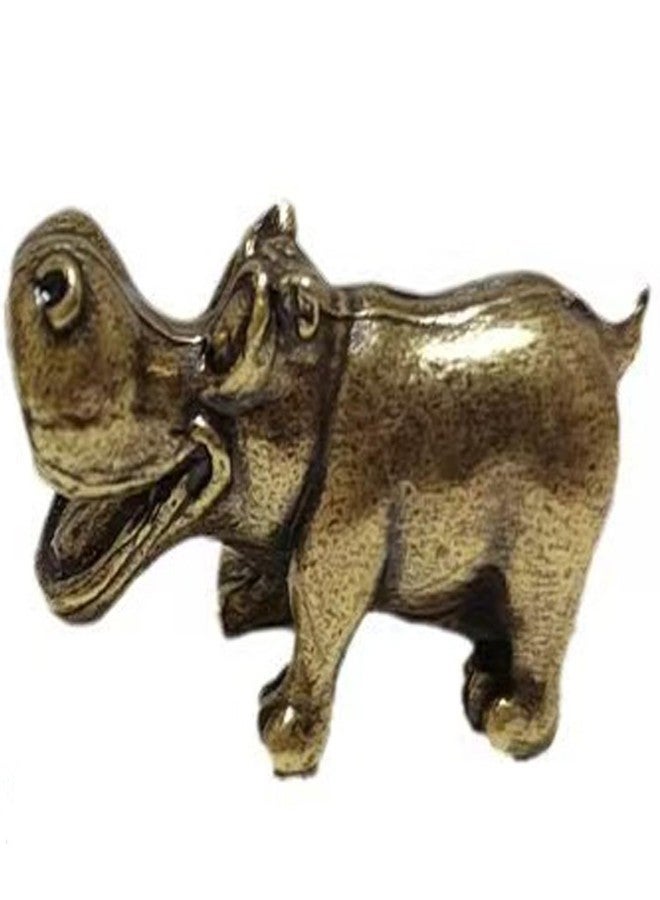 ALHBEJT Brass Hippo Statue Hippo Figurine Wild Animal Scupture Home Office Zen Room Desktop Decor (B) - Image 1